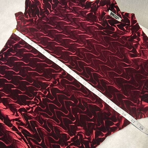 Luly K Long Dress Sz M Burgundy Mock Neck Short Sleeve Semi Formal Party Elegant - Picture 9 of 9